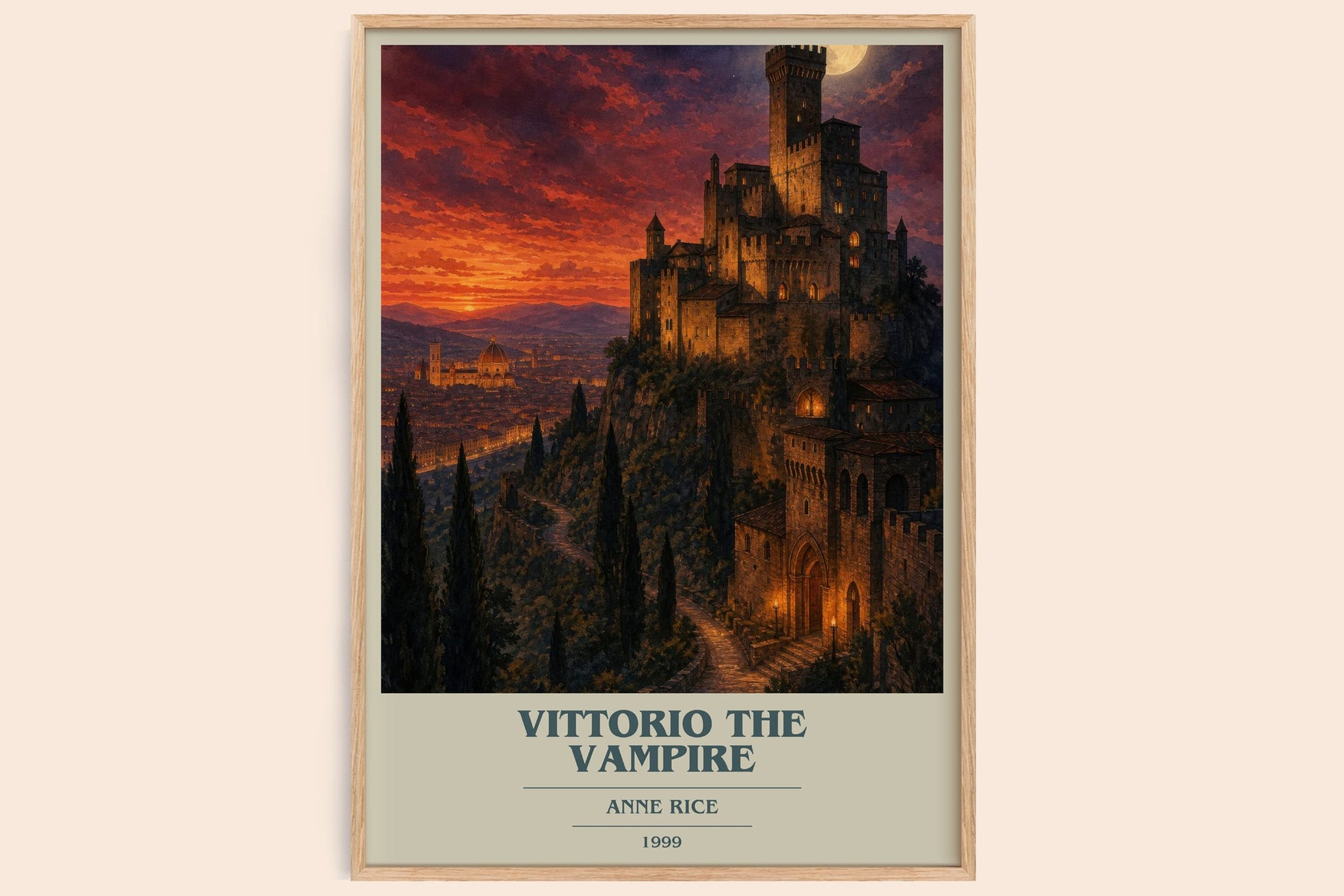Vittorio The Vampire book cover book poster by Anne Rice – framed literary art print
