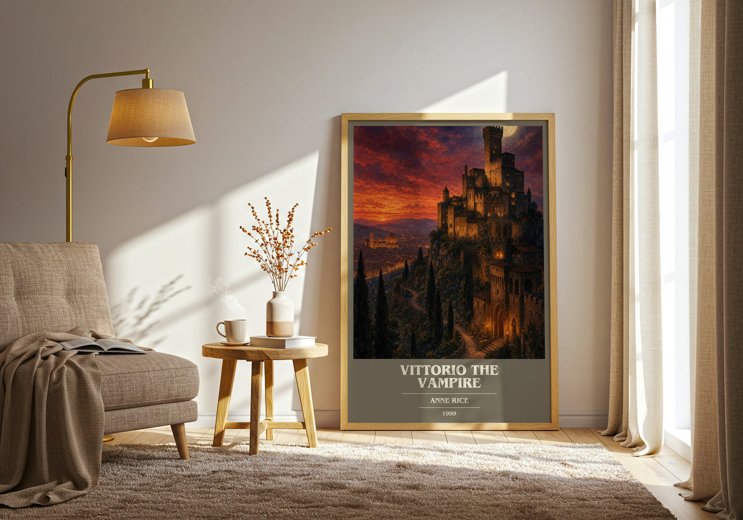 Vittorio The Vampire book cover print on bookshelf – Anne Rice fan gift