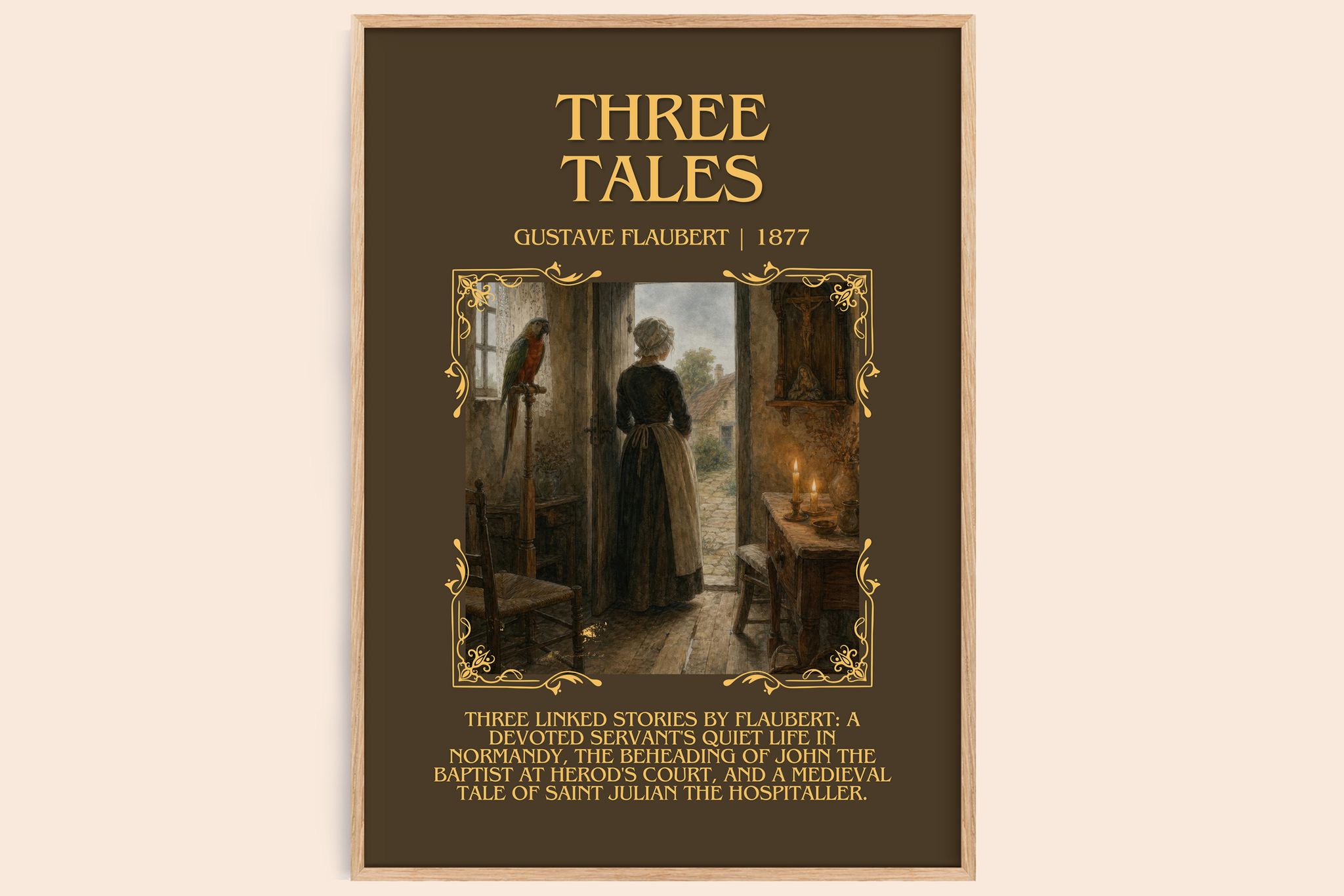 Three Tales Minimalist Book Poster by Gustave Flaubert