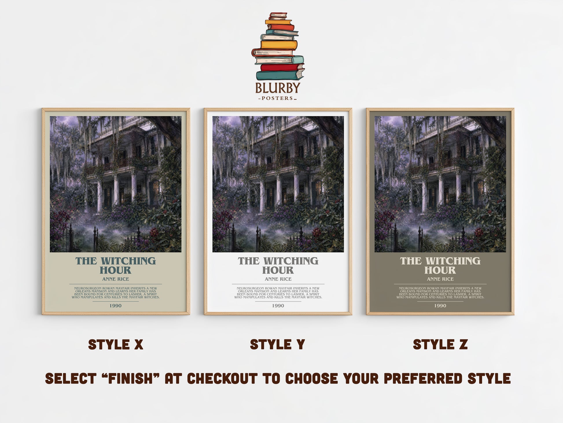 The Witching Hour bookish print in frame leaning in hallway – gothic wall art