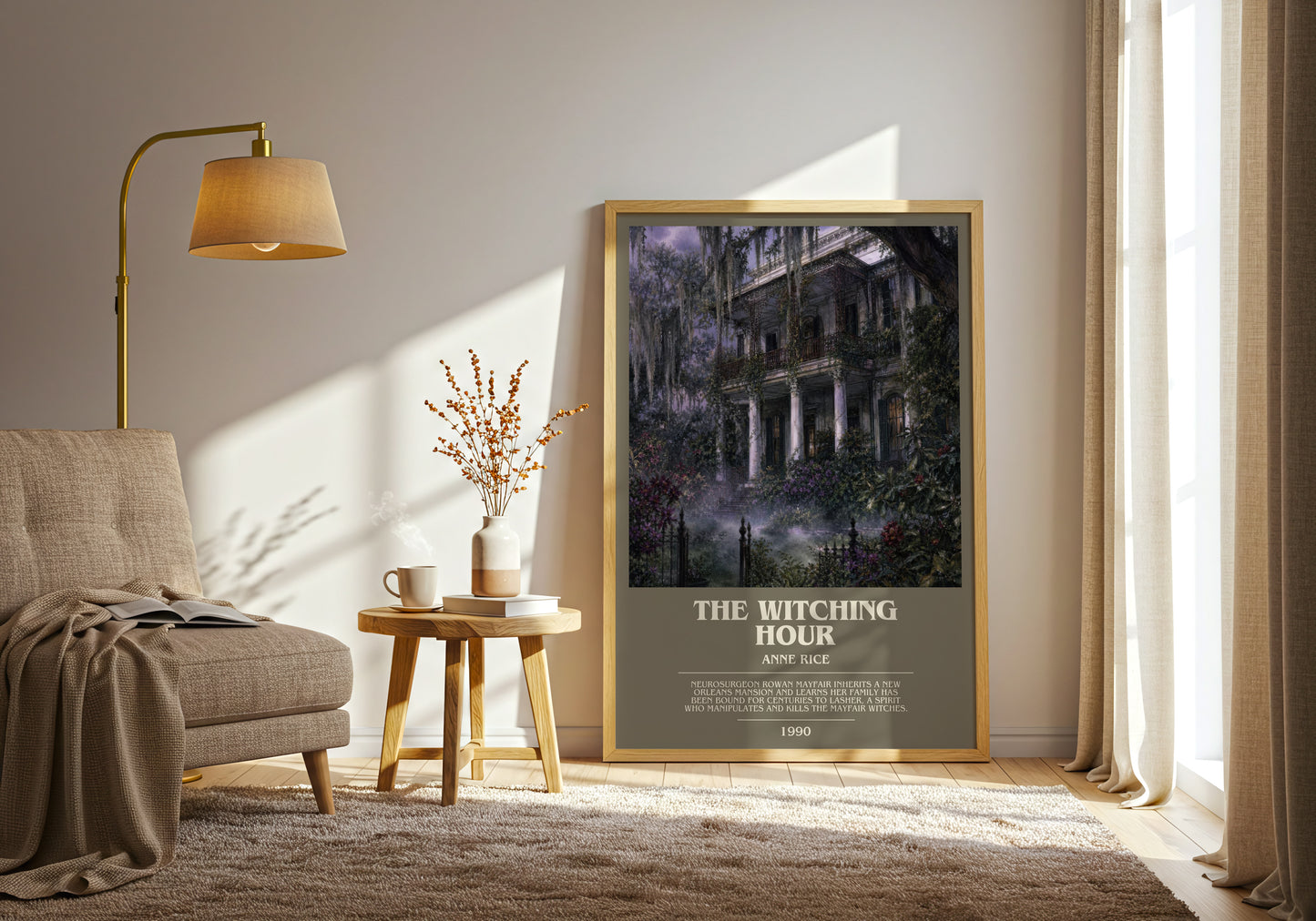 The Witching Hour bookish print on bookshelf – Anne Rice fan gift