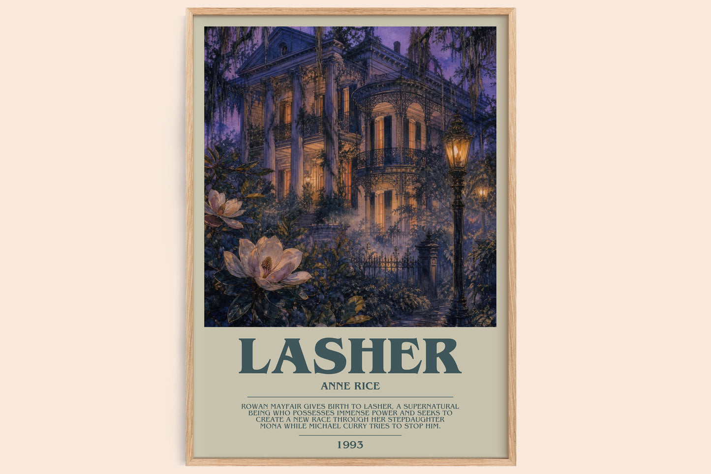 Lasher bookish book poster by Anne Rice – framed literary art print