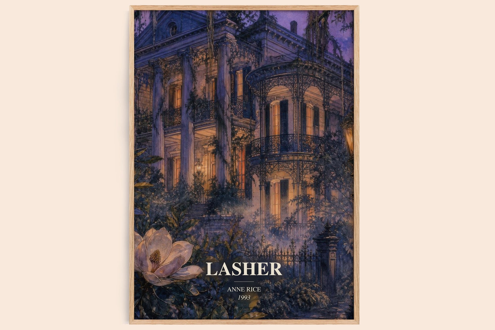 Lasher watercolour book poster by Anne Rice – framed literary art print