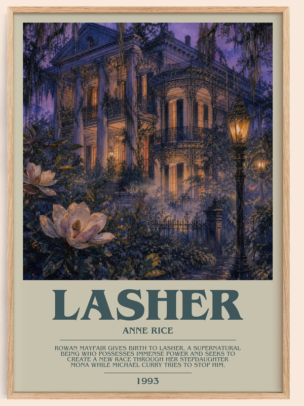 Lasher bookish book poster by Anne Rice – framed literary art print