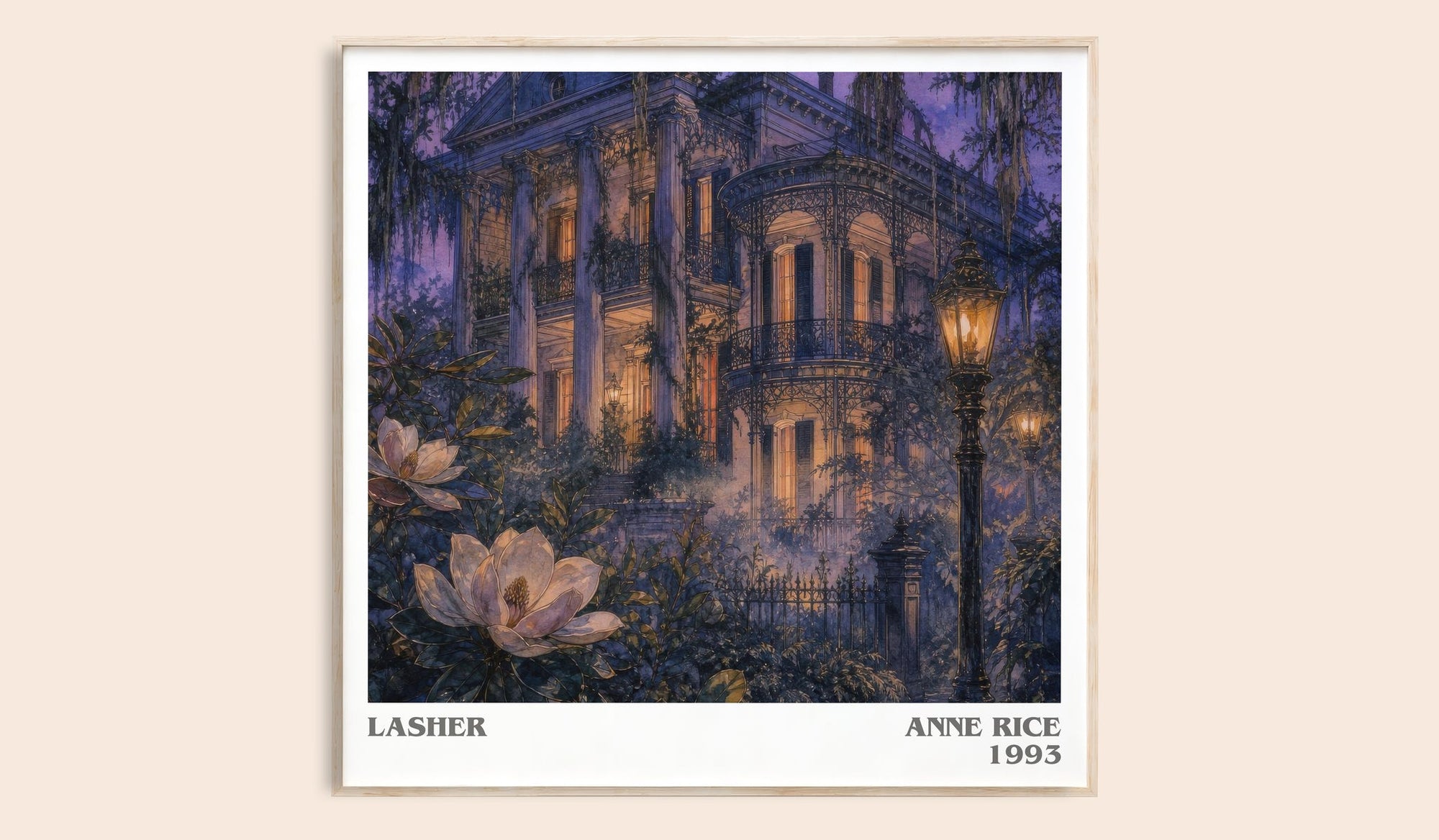 Lasher literary book poster by Anne Rice – framed literary art print