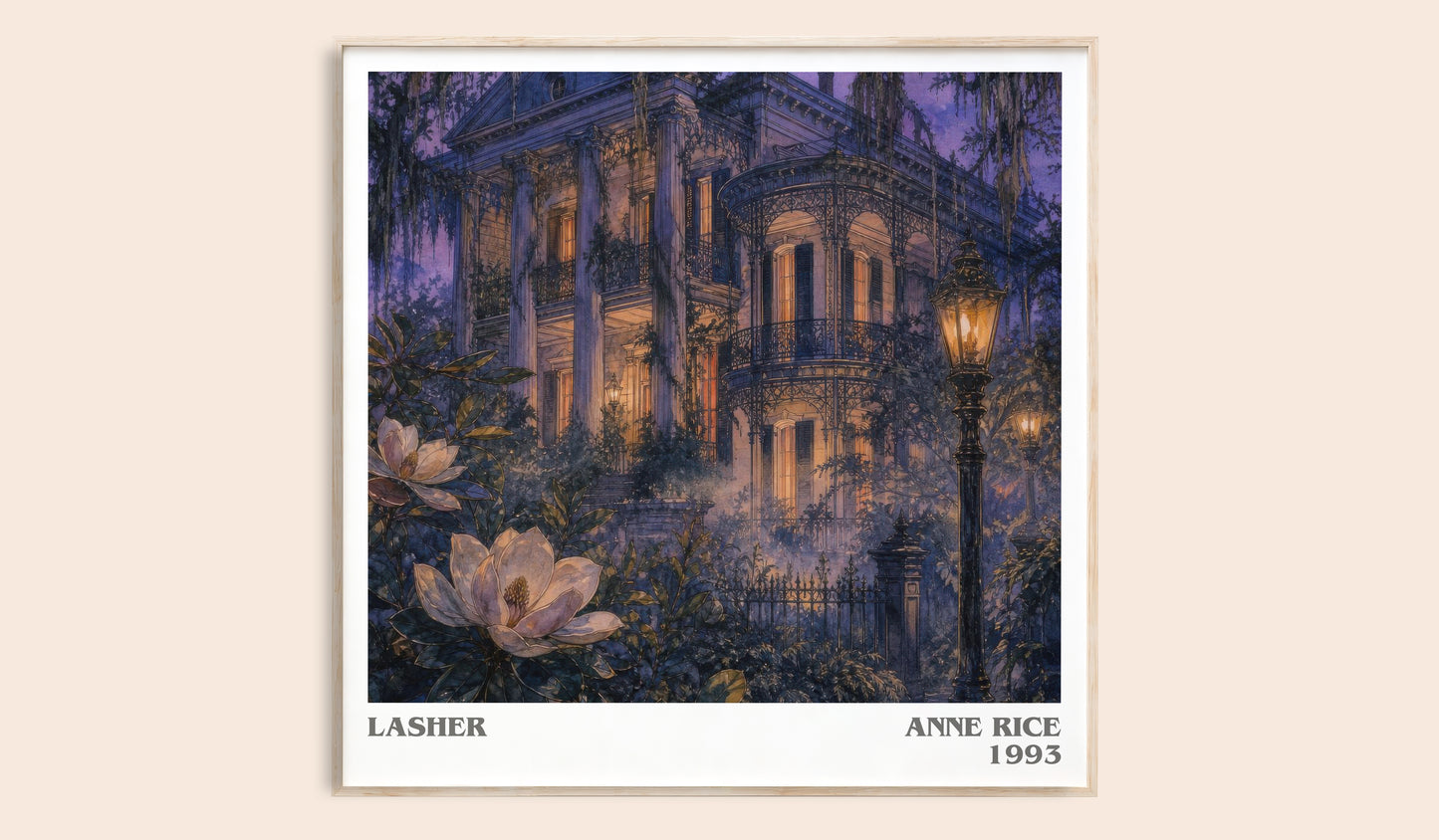Lasher literary book poster by Anne Rice – framed literary art print