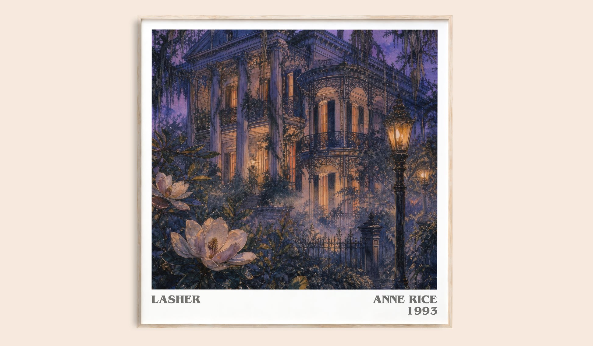 Lasher literary book poster by Anne Rice – framed literary art print