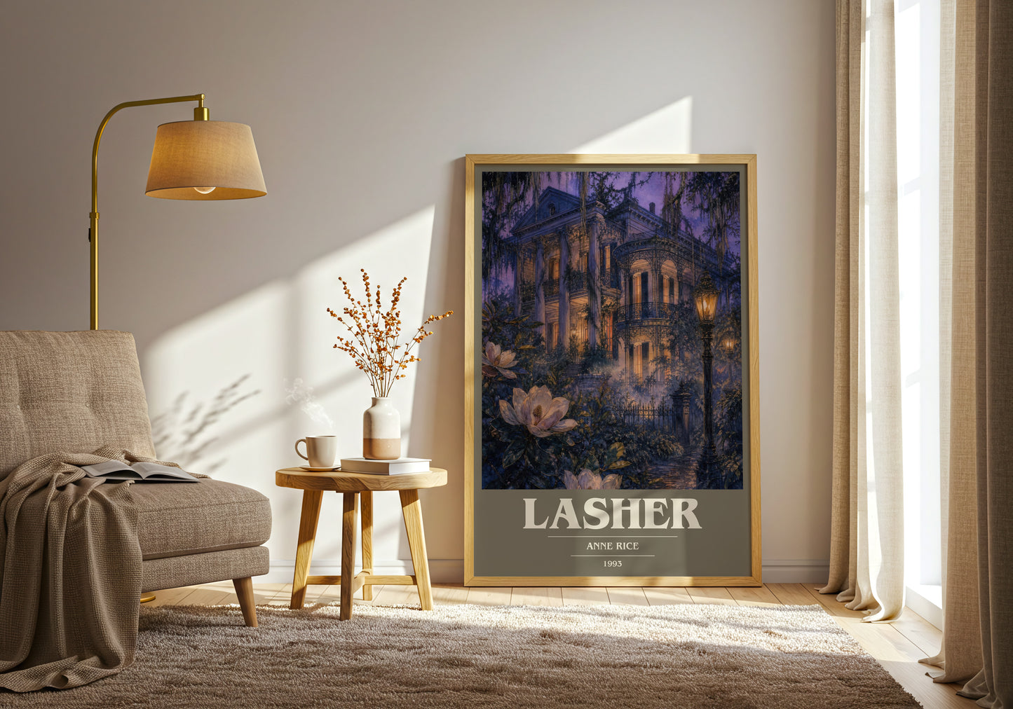 Lasher book cover print on bookshelf – Anne Rice fan gift