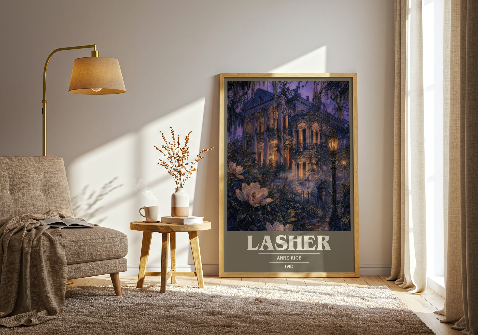 Lasher book cover print on bookshelf – Anne Rice fan gift