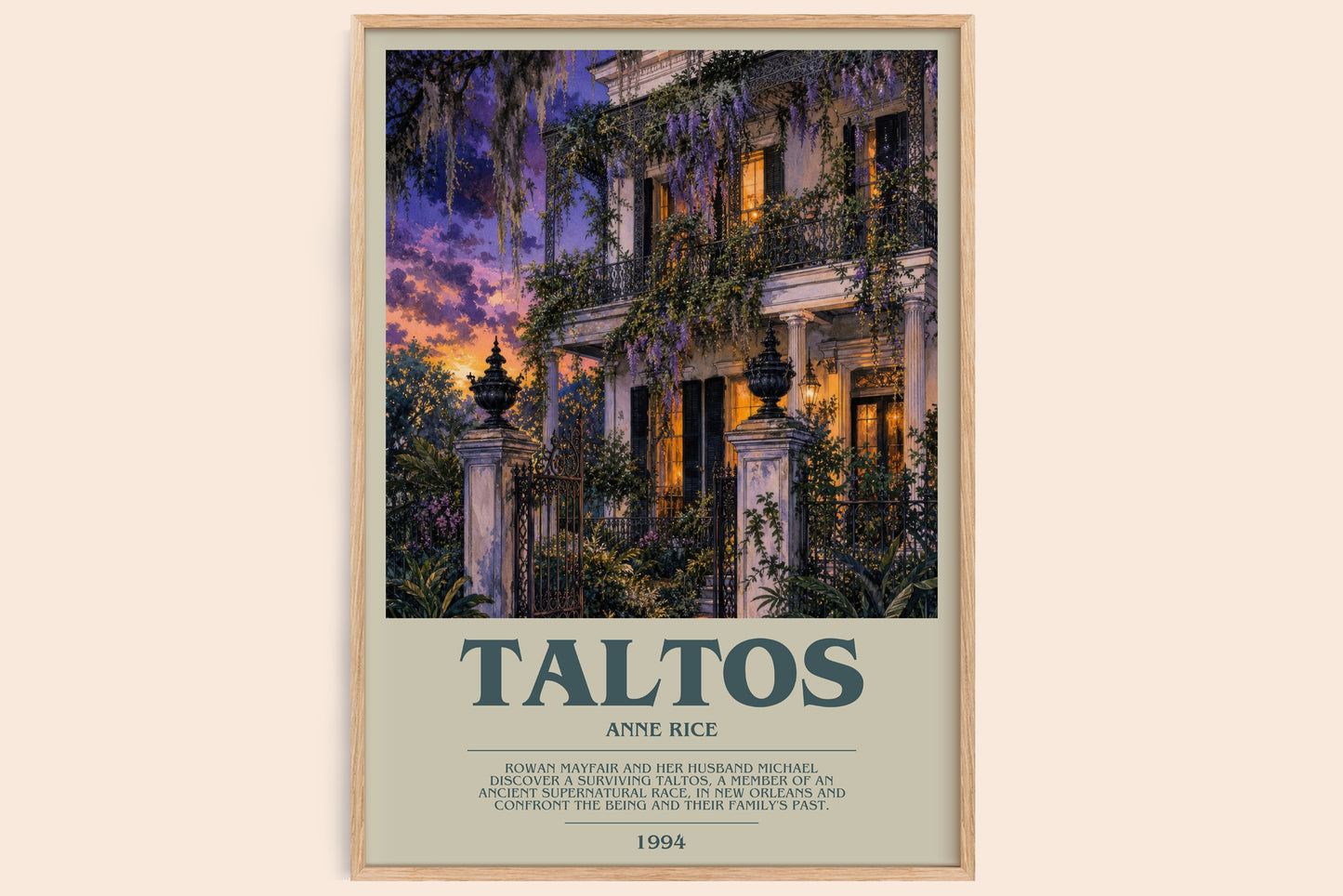 Taltos bookish book poster by Anne Rice – framed literary art print