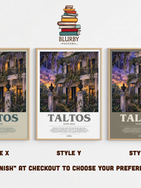 Taltos bookish print in frame leaning in hallway – horror wall art