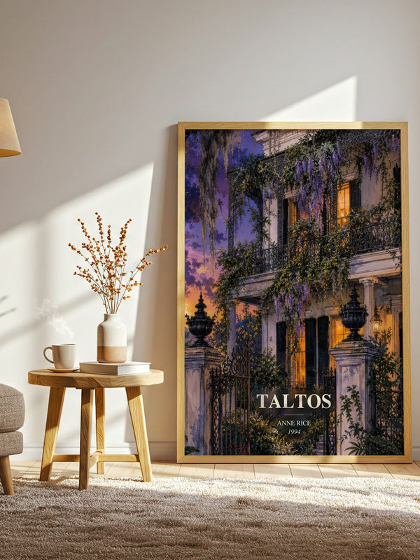 Taltos watercolour print in frame leaning in hallway – horror wall art