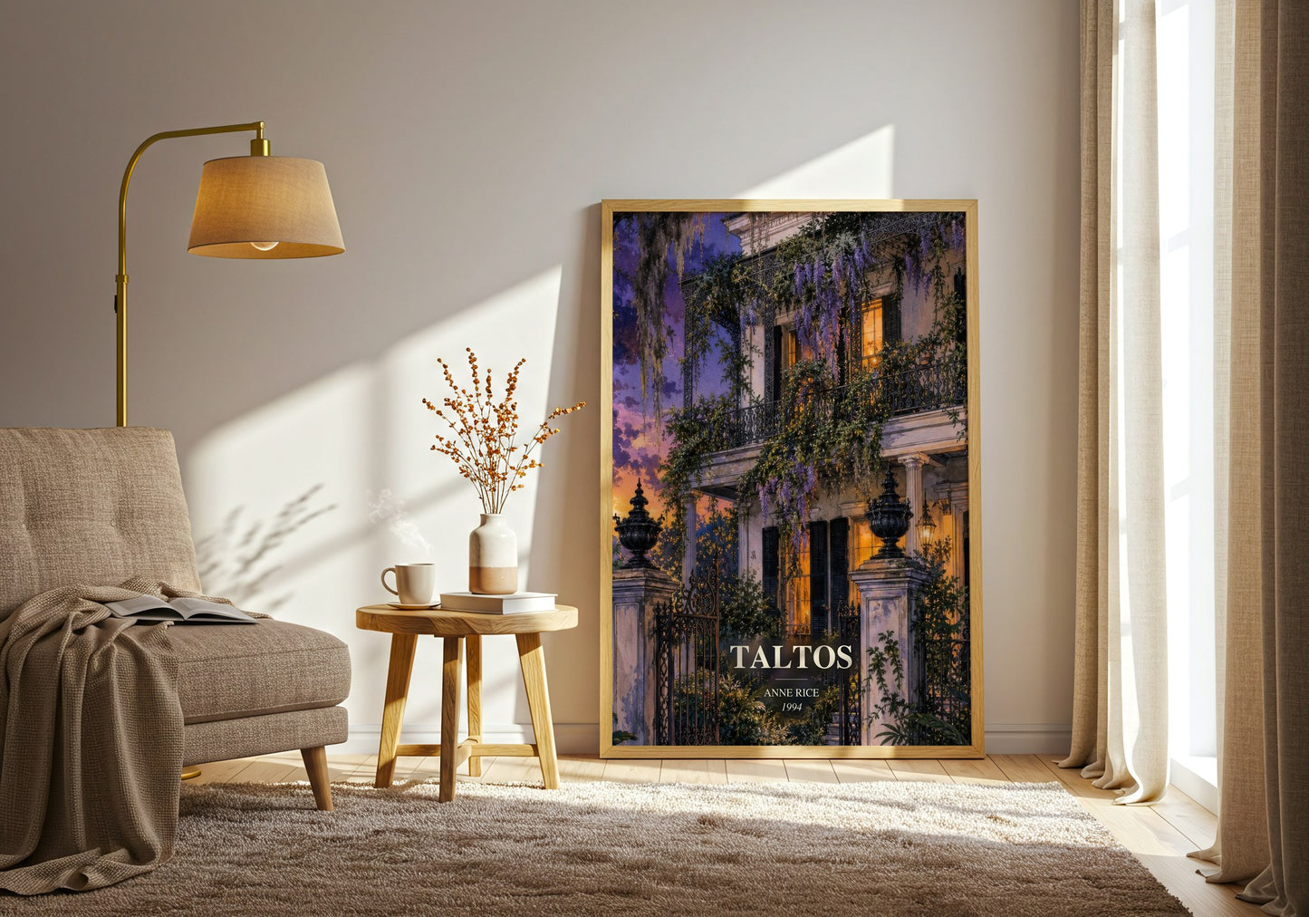 Taltos watercolour print in frame leaning in hallway – horror wall art