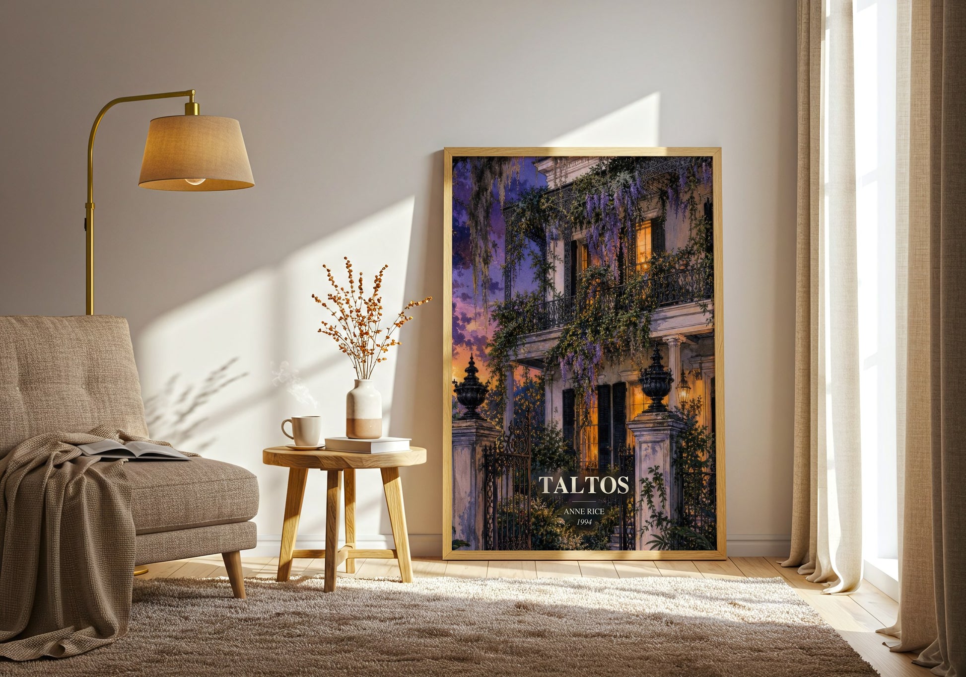 Taltos watercolour print in frame leaning in hallway – horror wall art
