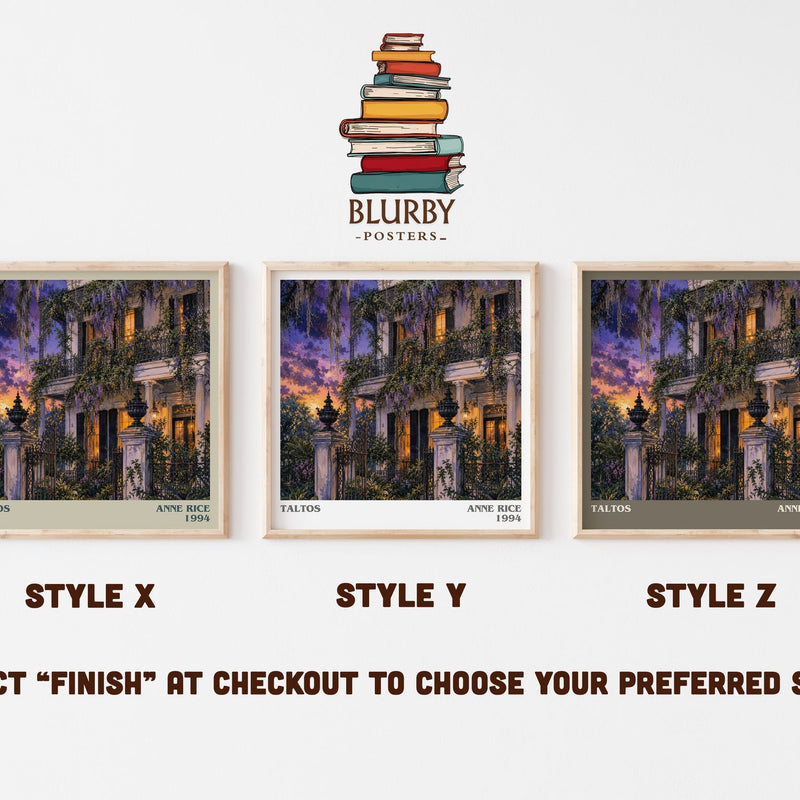 Taltos literary print in frame leaning in hallway – horror wall art