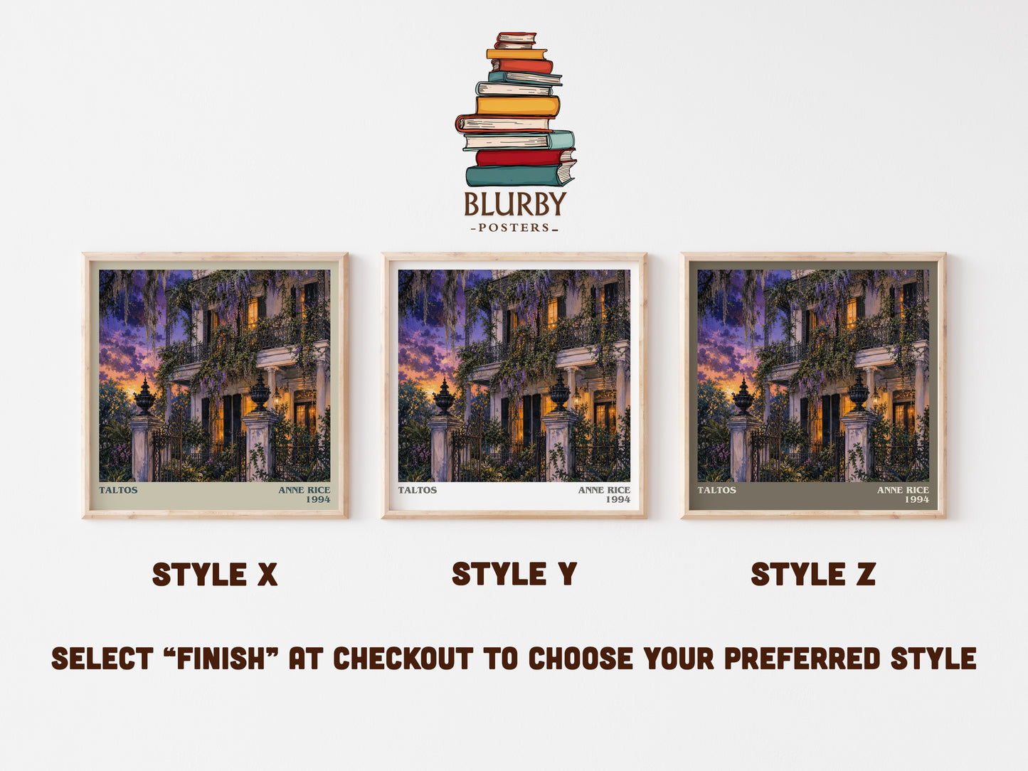 Taltos literary print in frame leaning in hallway – horror wall art