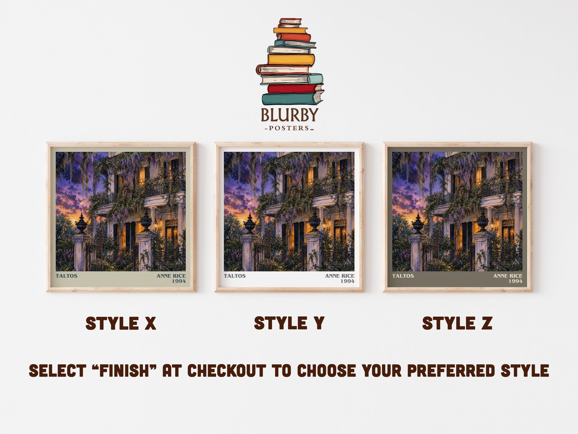 Taltos literary print in frame leaning in hallway – horror wall art