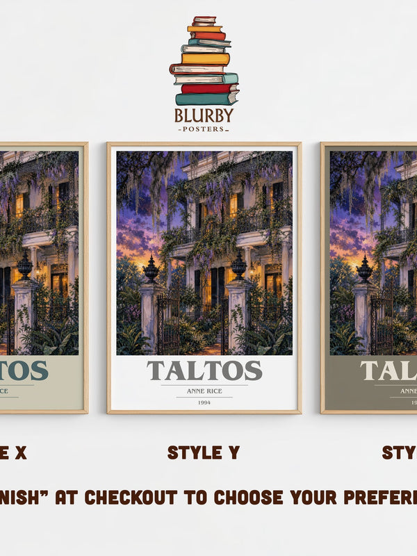 Taltos book cover print in frame leaning in hallway – horror wall art