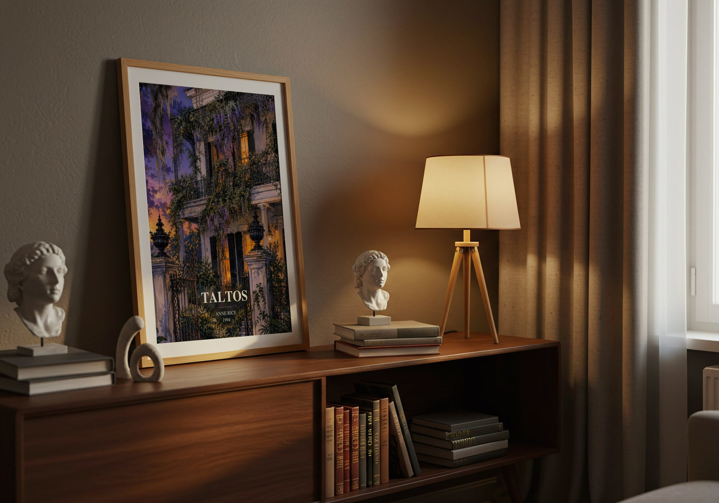 Taltos watercolour print on bookshelf – Anne Rice fan gift