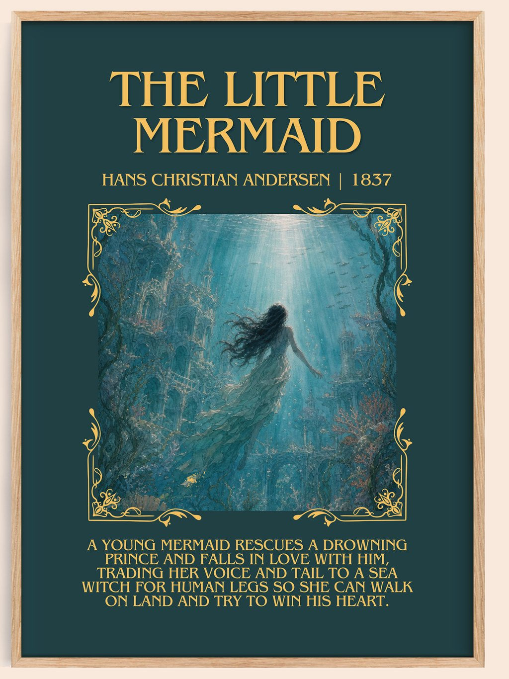 The Little Mermaid Minimalist Book Poster by Hans Christian Andersen – book poster