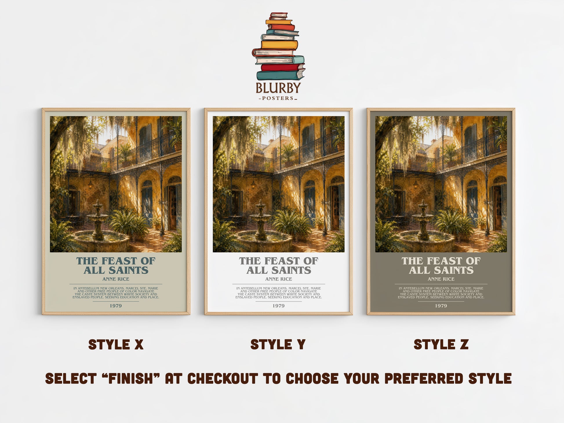 The Feast Of All Saints bookish print in frame leaning in hallway – historical fiction wall art