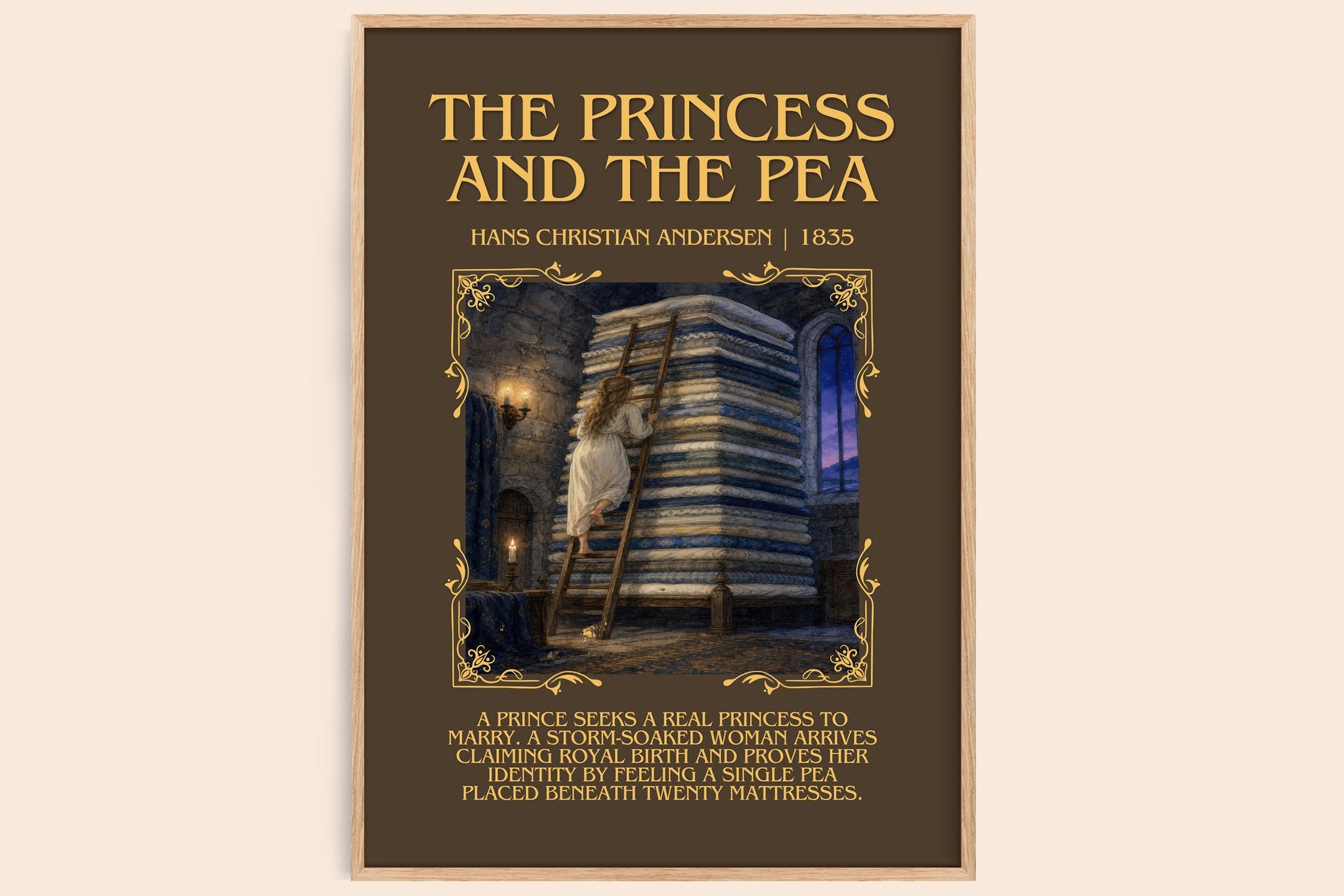 Princess And The Pea Minimalist Book Poster by Hans Christian Andersen