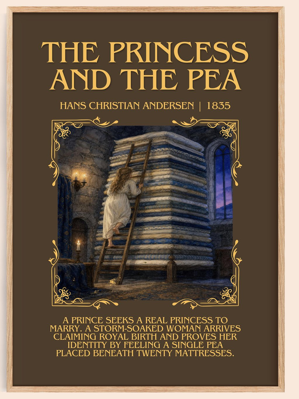Princess And The Pea Minimalist Book Poster by Hans Christian Andersen – book poster