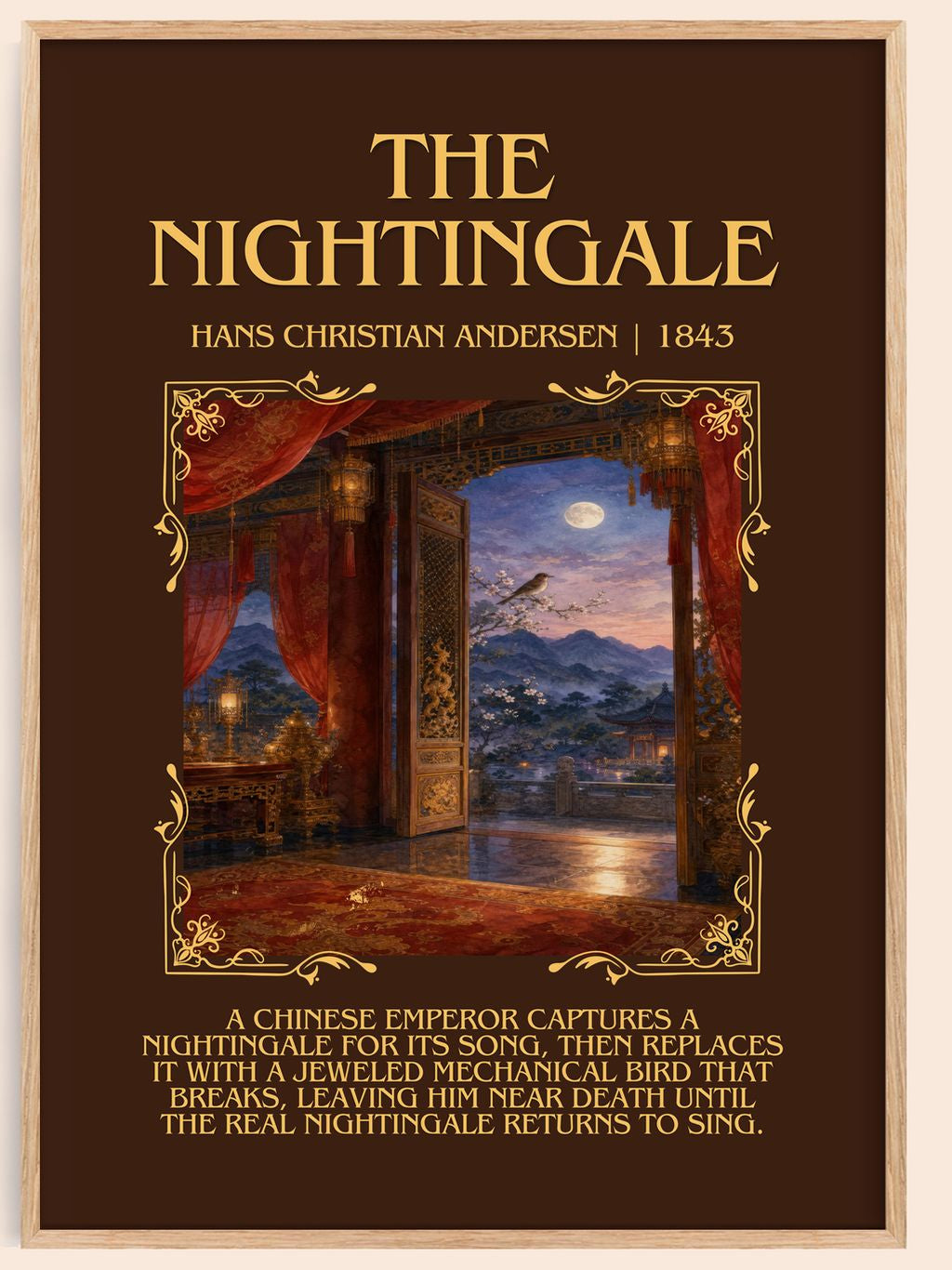 The Nightingale Minimalist Book Poster by Hans Christian Andersen – book poster