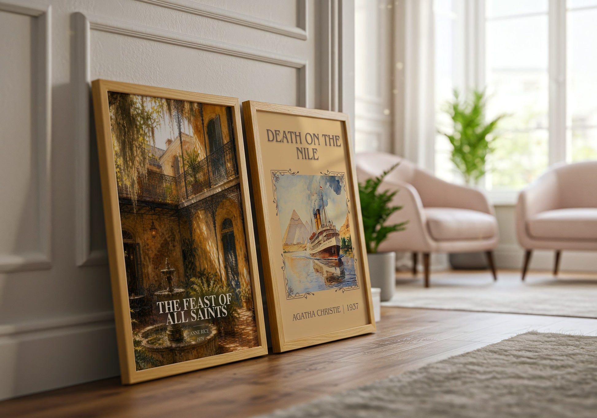 The Feast Of All Saints watercolour print framed by window – literary home decor