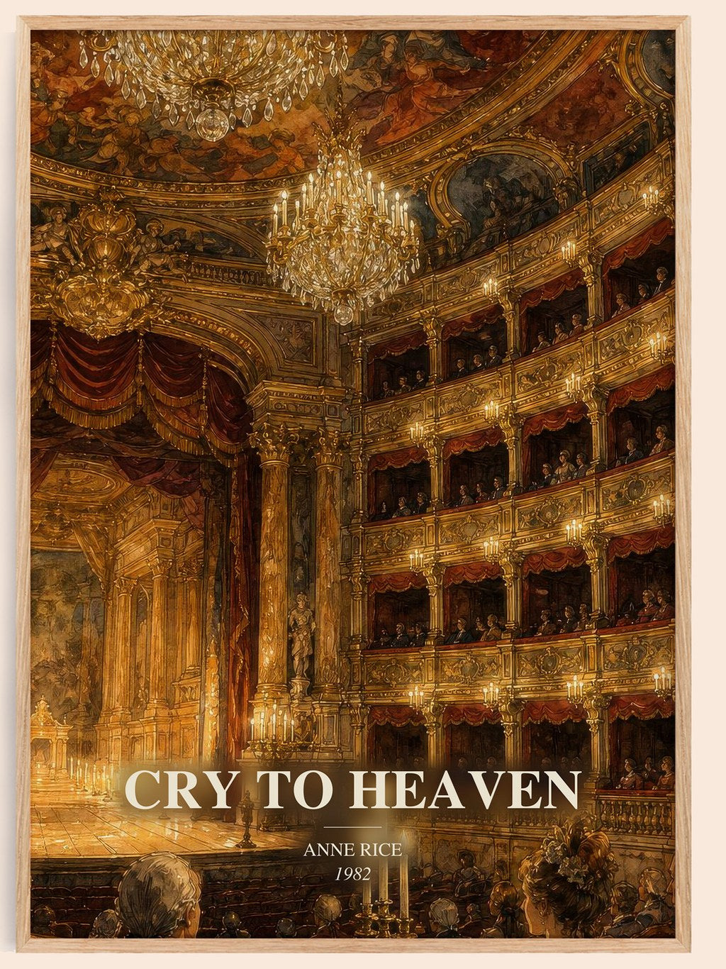 Cry To Heaven watercolour book poster by Anne Rice – framed literary art print