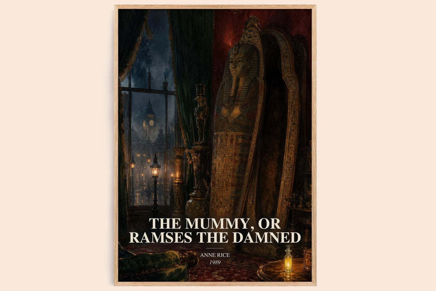 The Mummy, Or Ramses The Damned watercolour book poster by Anne Rice – framed literary art print