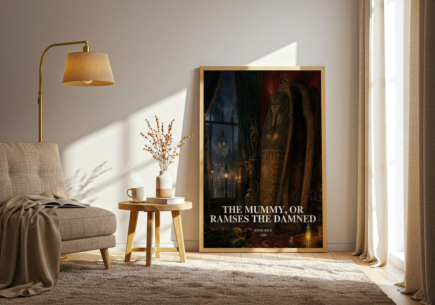 The Mummy, Or Ramses The Damned watercolour print in frame leaning in hallway – horror wall art