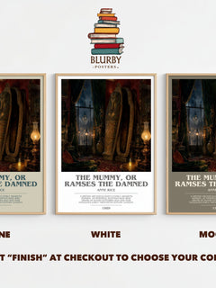 The Mummy, Or Ramses The Damned bookish print framed by window – Stone, White and Mocha side by side – choose your colour
