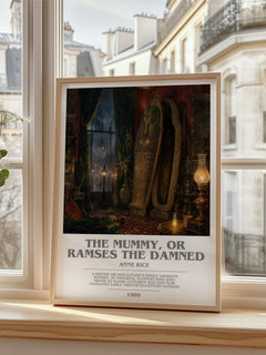 The Mummy, Or Ramses The Damned bookish print in frame leaning in hallway – horror wall art