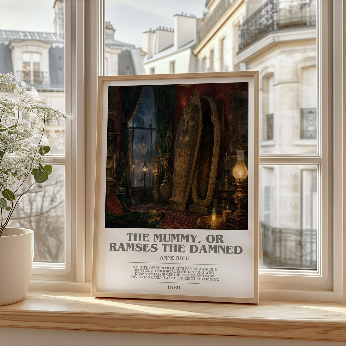 The Mummy, Or Ramses The Damned bookish print in frame leaning in hallway – horror wall art