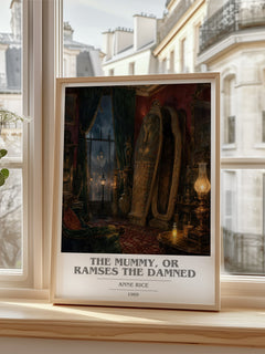 The Mummy, Or Ramses The Damned book cover print in frame leaning in hallway – horror wall art