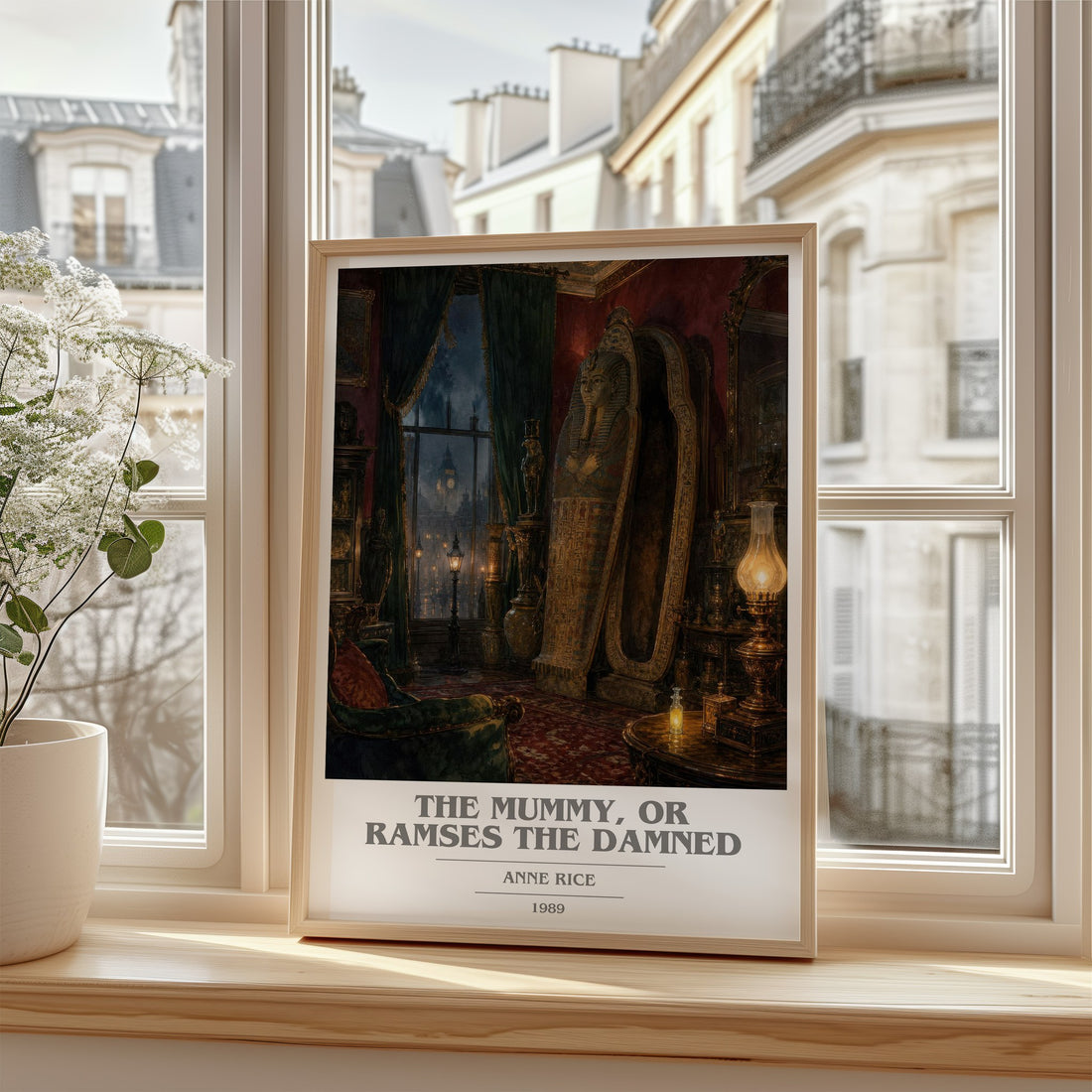 The Mummy, Or Ramses The Damned book cover print in frame leaning in hallway – horror wall art