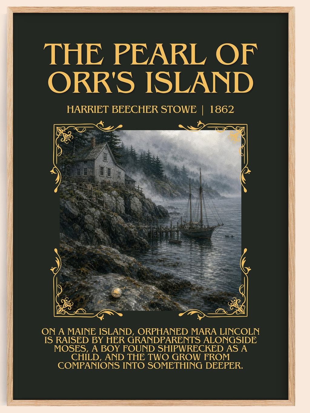 Pearl Of Orr'S Island Minimalist Book Poster by Harriet Beecher Stowe – book poster