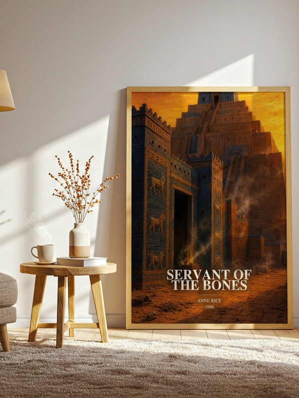 Servant Of The Bones watercolour print in frame leaning in hallway – horror wall art