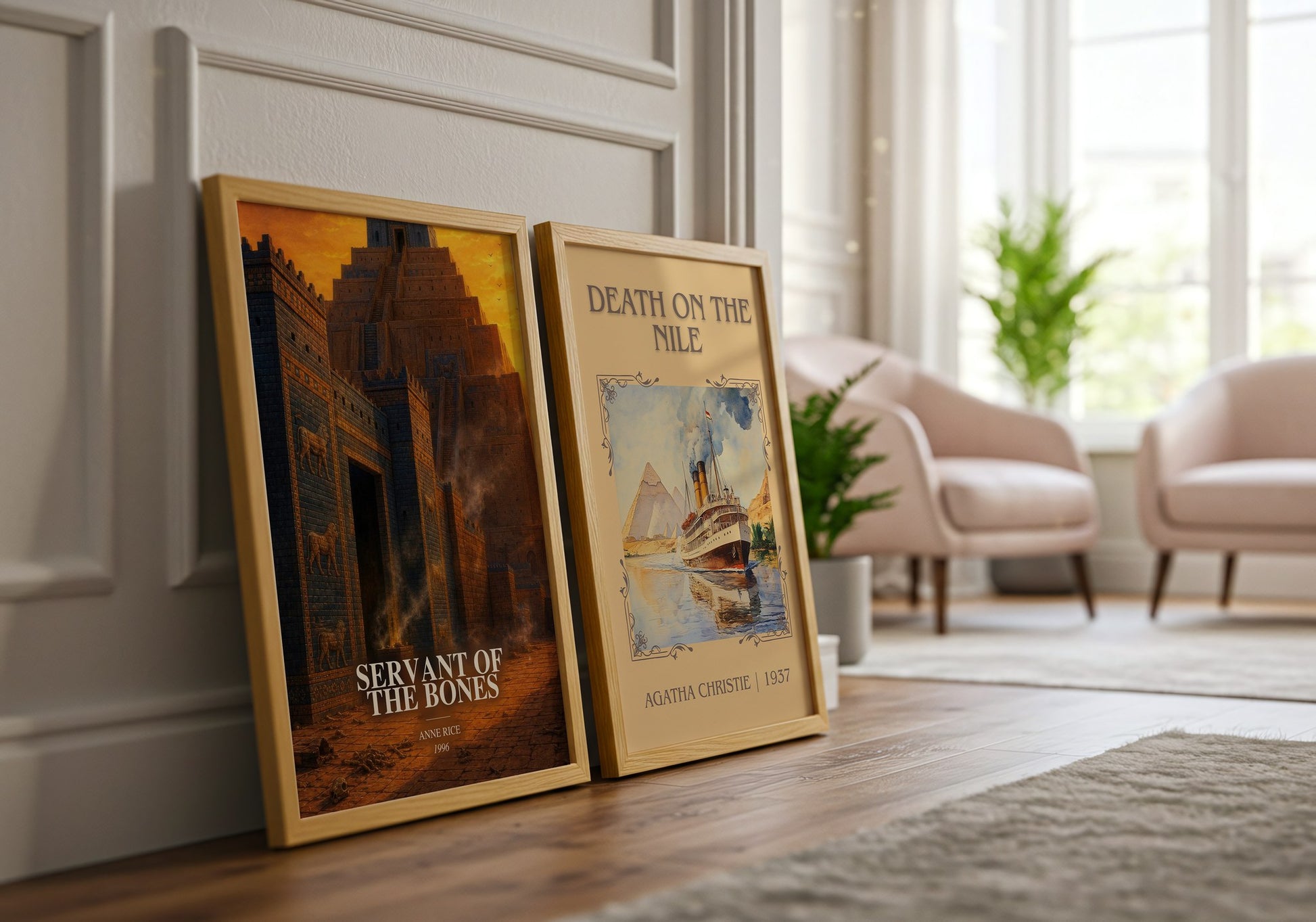 Servant Of The Bones watercolour print framed by window – literary home decor