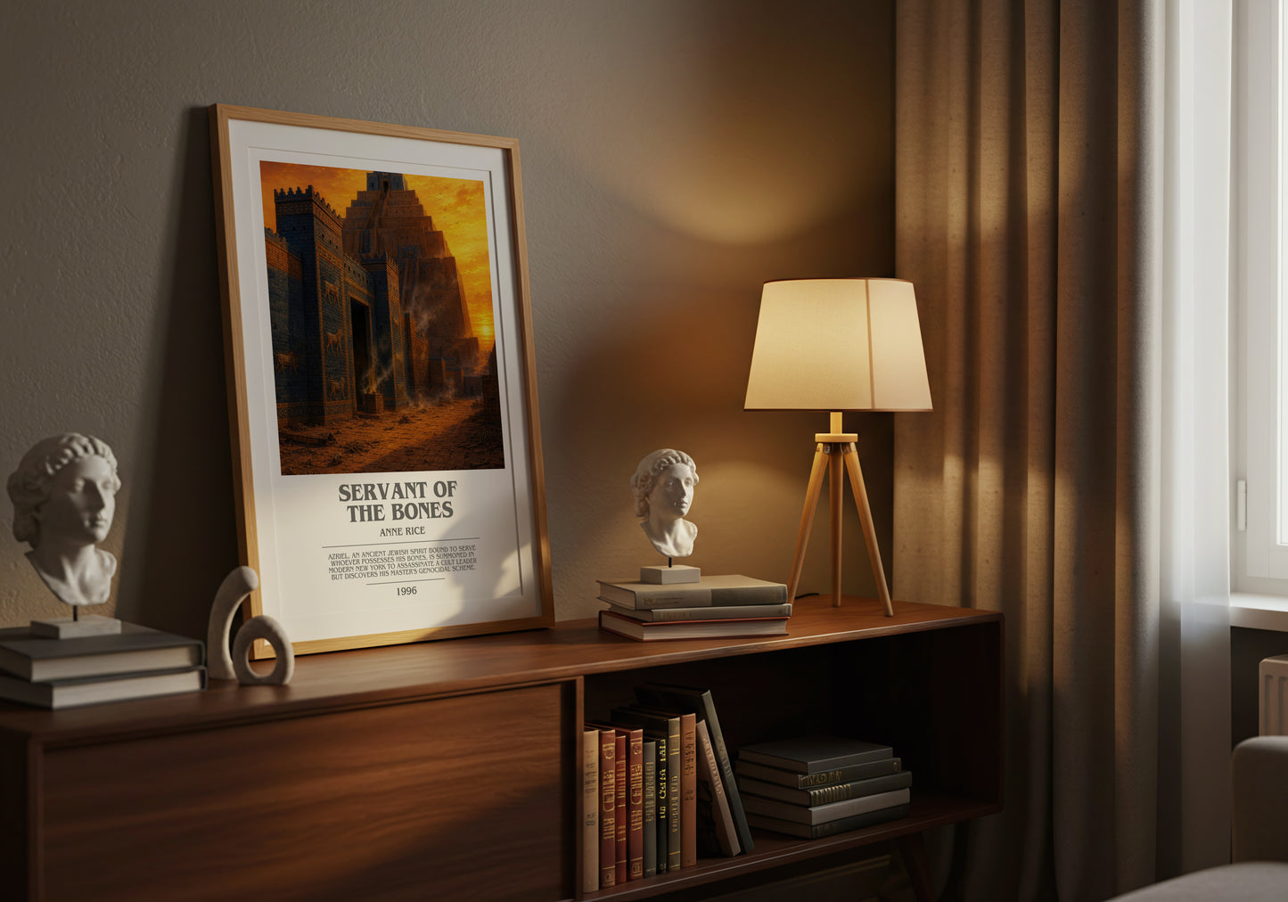 Servant Of The Bones bookish book poster framed on wall – horror wall art