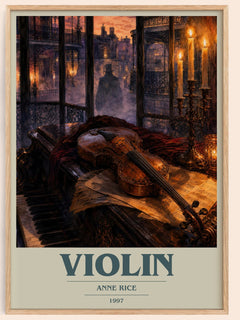 Violin book cover book poster by Anne Rice – framed literary art print