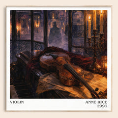 Violin literary book poster by Anne Rice – framed literary art print