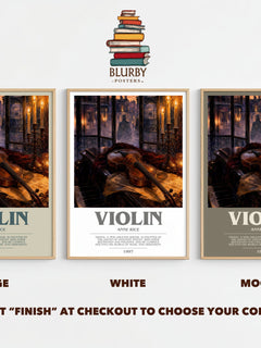 Violin bookish print framed by window – literary home decor
