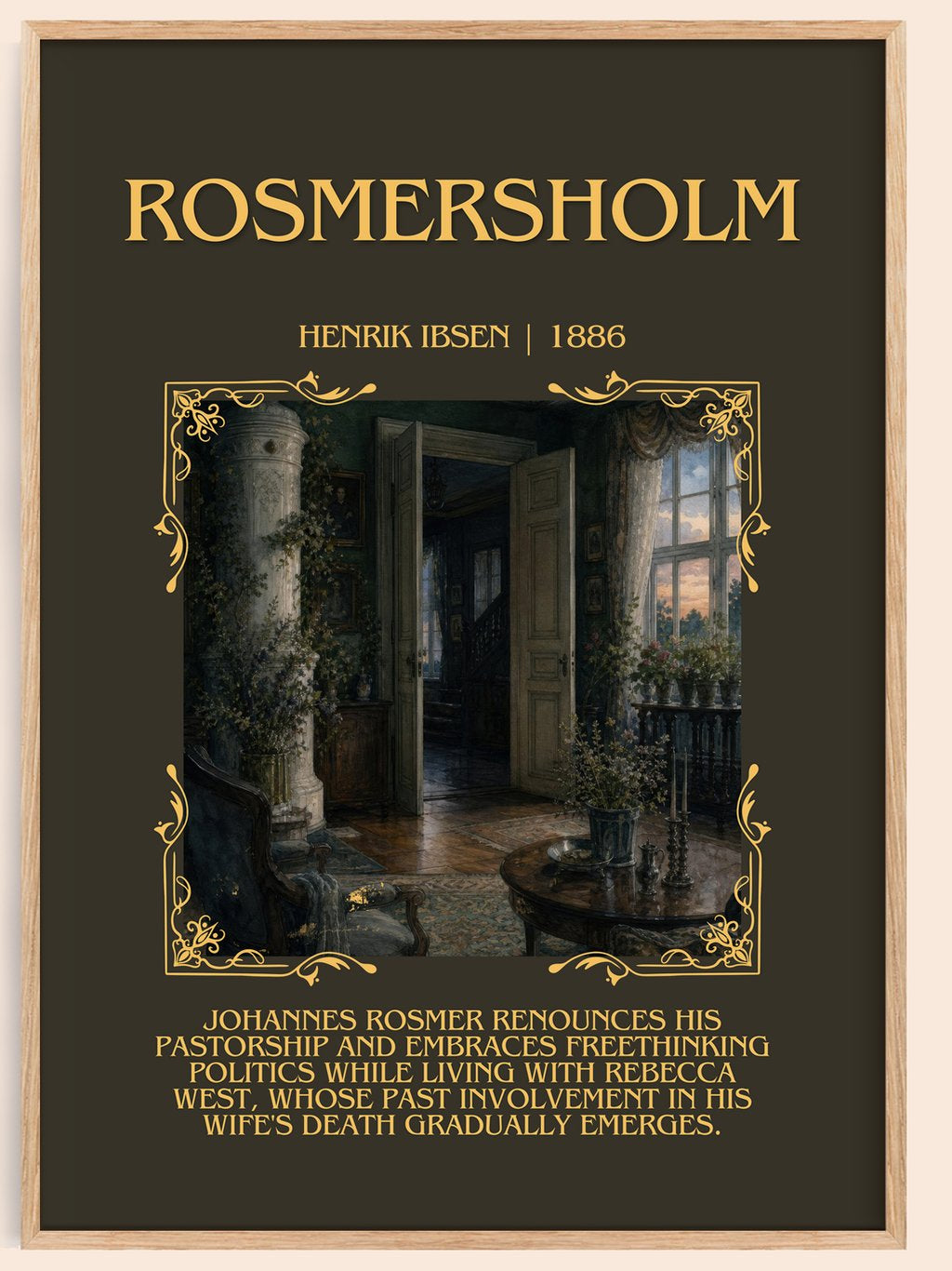 Rosmersholm Minimalist Book Poster by Henrik Ibsen – book poster