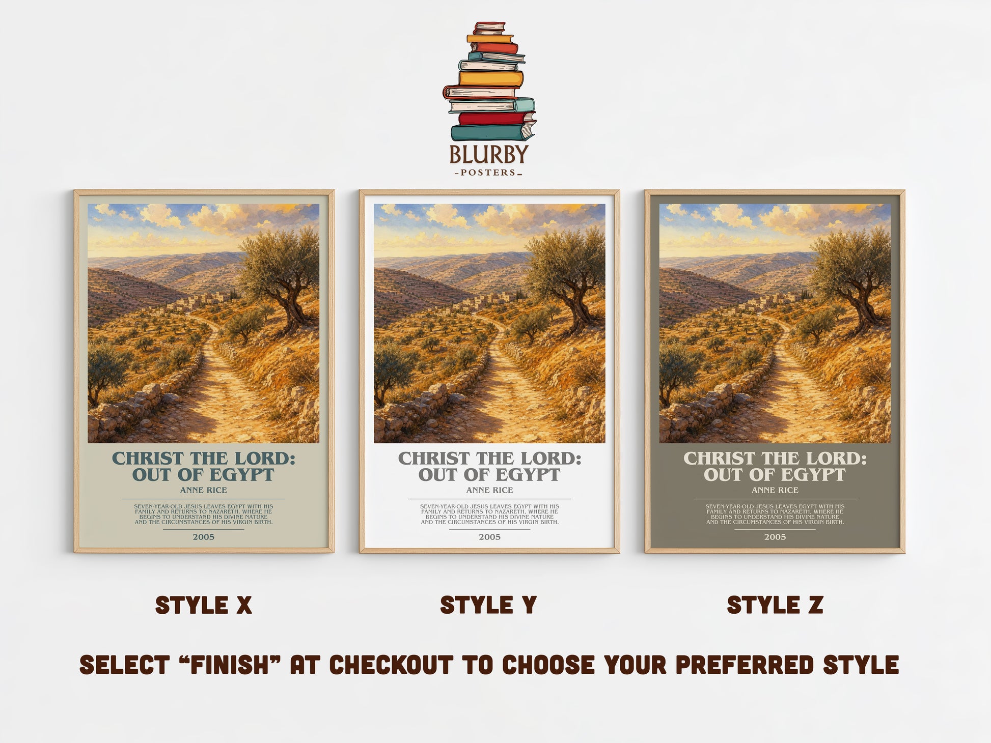 Christ The Lord: Out Of Egypt bookish print in frame leaning in hallway – historical fiction wall art