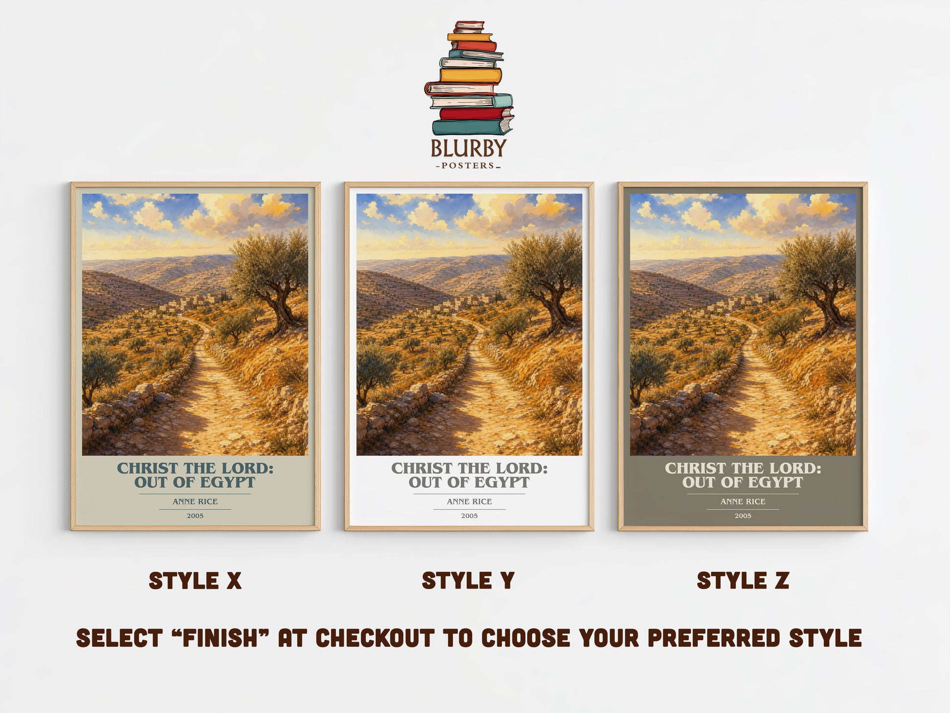 Christ The Lord: Out Of Egypt book cover print in frame leaning in hallway – historical fiction wall art