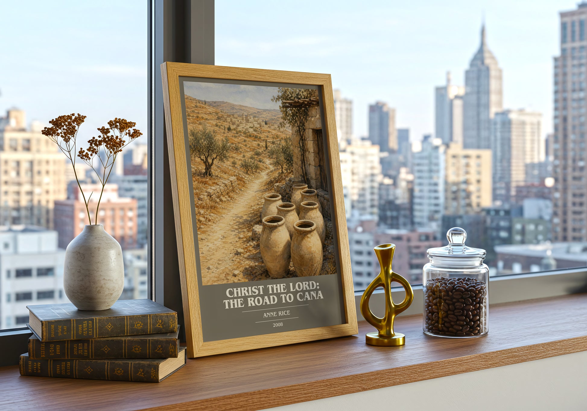 Christ The Lord: The Road To Cana book cover print framed by window – literary home decor