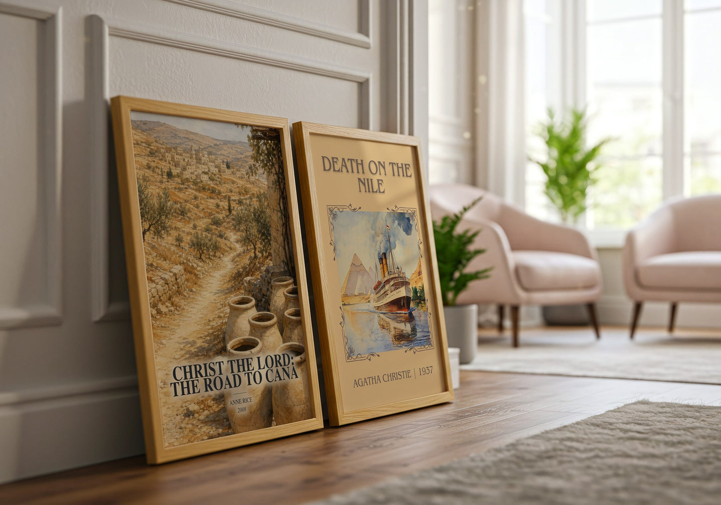 Christ The Lord: The Road To Cana watercolour print framed by window – literary home decor