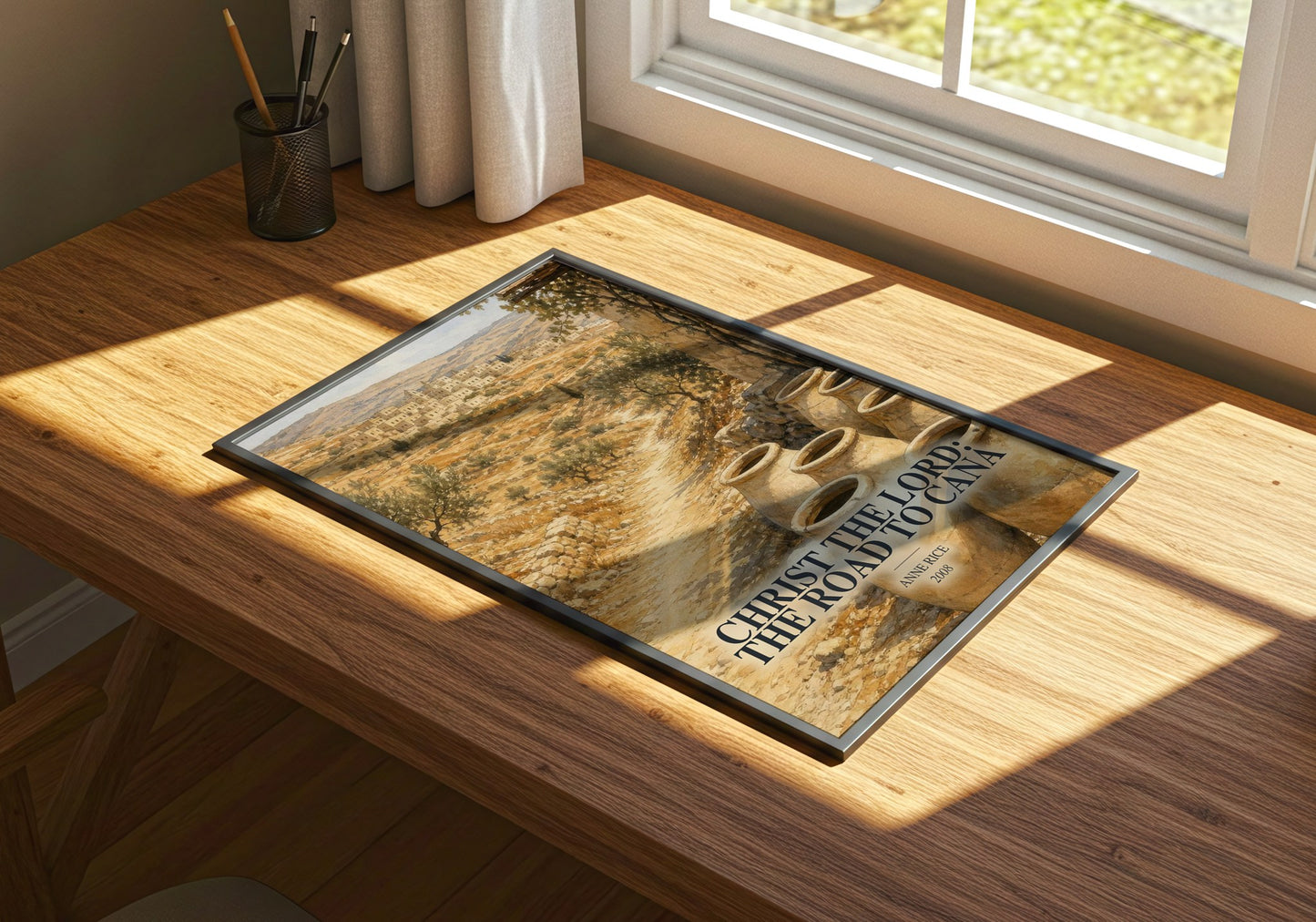 Christ The Lord: The Road To Cana watercolour book poster framed on wall – historical fiction wall art